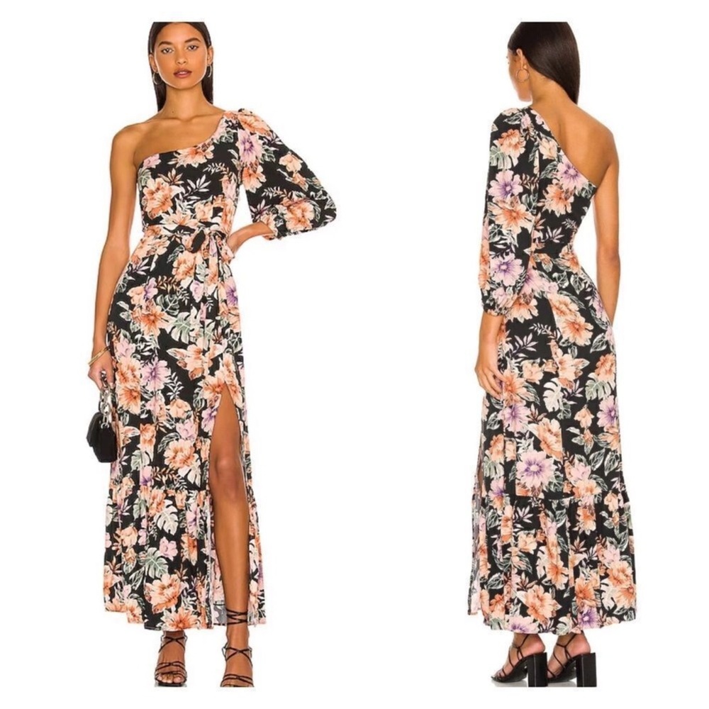 NWT L*Space Black Floral One-Shoulder Dress